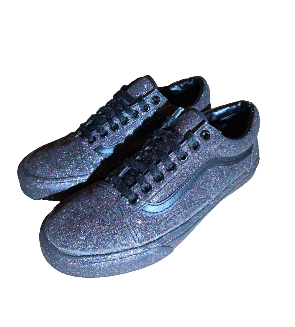 Vans Old Skool Sneakers Size M6.5 W8 Black Rainbow Glitter Sparkle Low Top NWOB